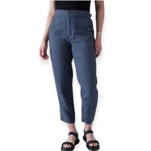 Athleta Voyager Linen Pant 10 Granite Blue
